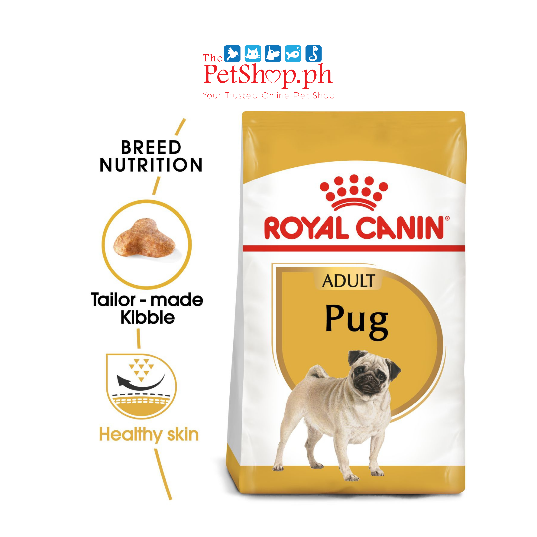 Royal Canin Pug 1.5kg Adult Dry Dog Food Breed Health Nutrition