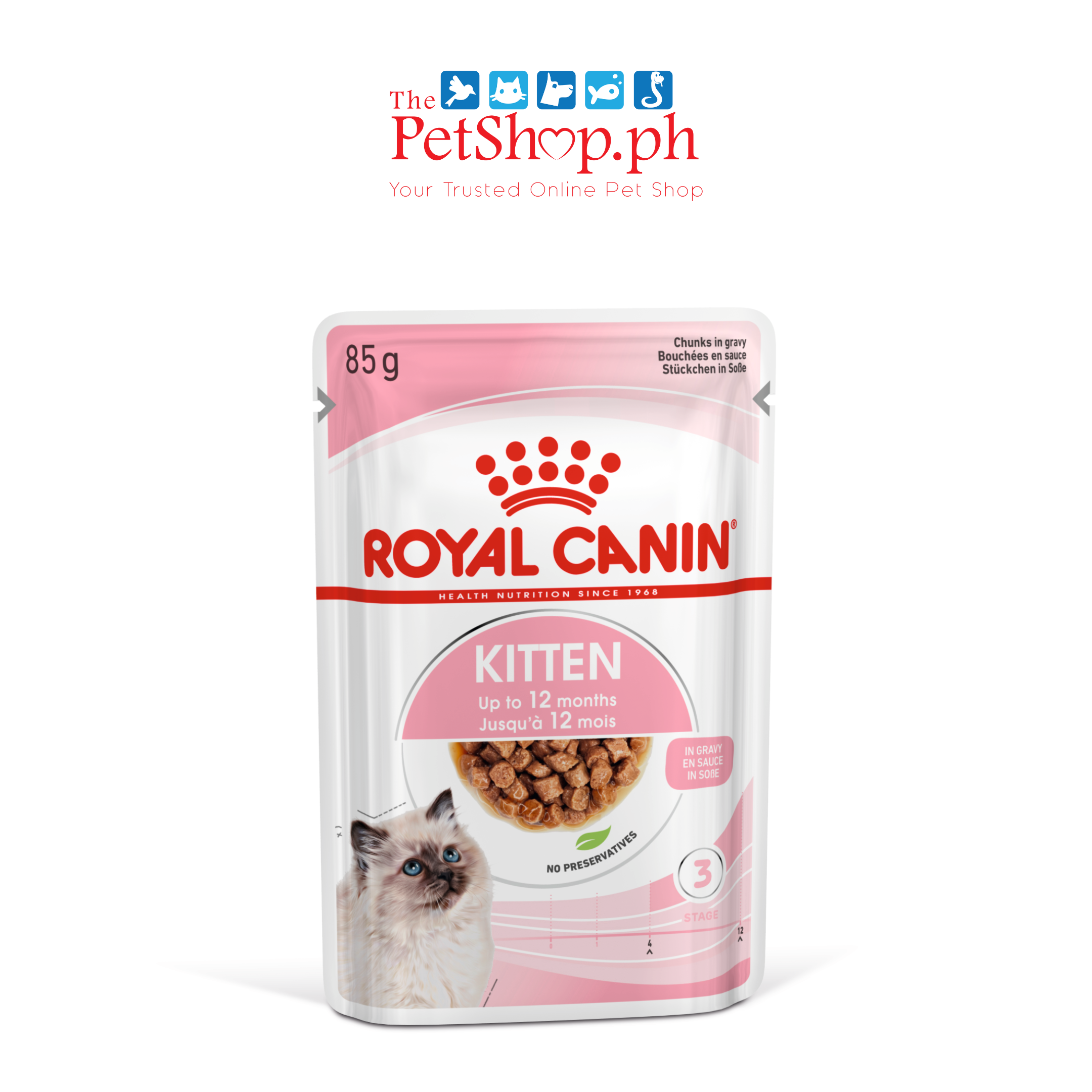 Royal Canin Kitten 85g Set of 12 instinctive Gravy Wet Cat Food - Feline Health Nutrition