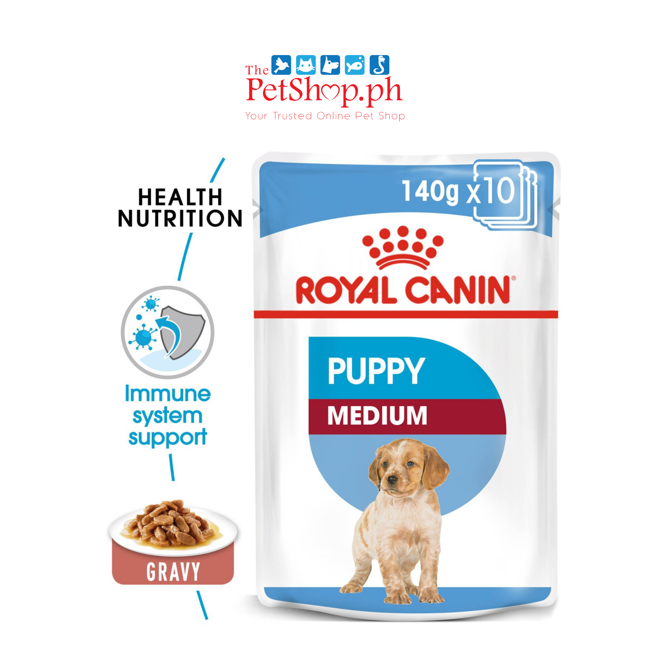 Royal Canin Medium Puppy 140g Set of 10 Wet Dog Food - Size Health Nutrition
