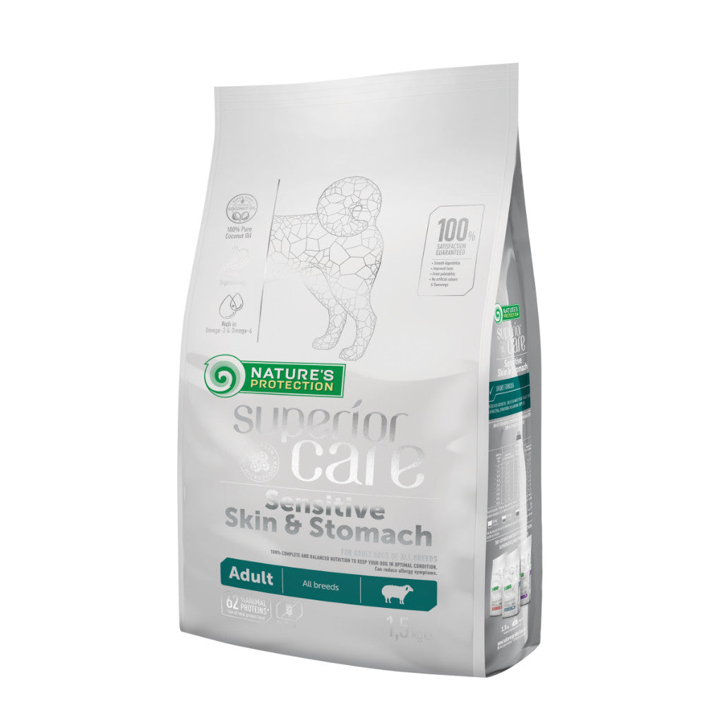Nature's Protection Superior Care White Dog 1.5kg / Sensitive Skin Stomach Adult Lamb 1.5kg