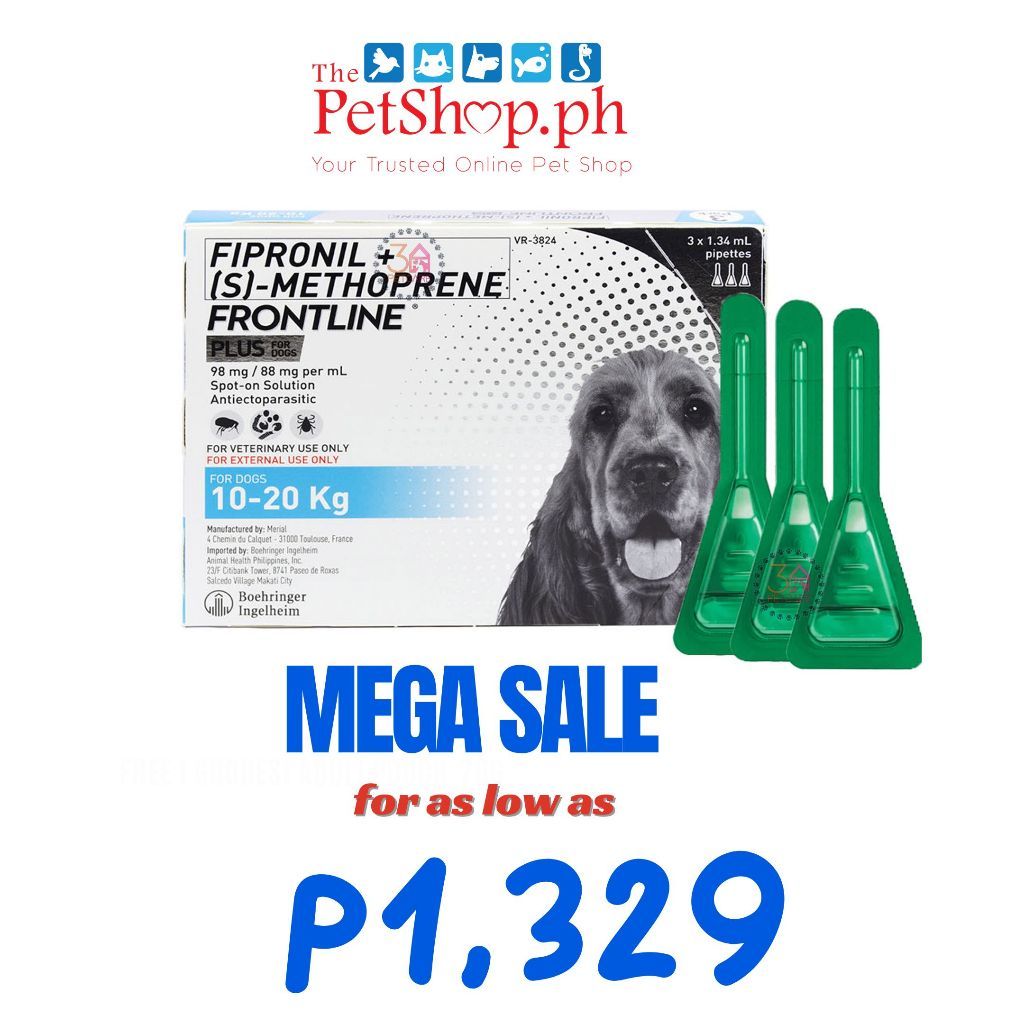 Frontline Plus 10-20kg Dogs for Flea & Tick (3 Pipet/Box)