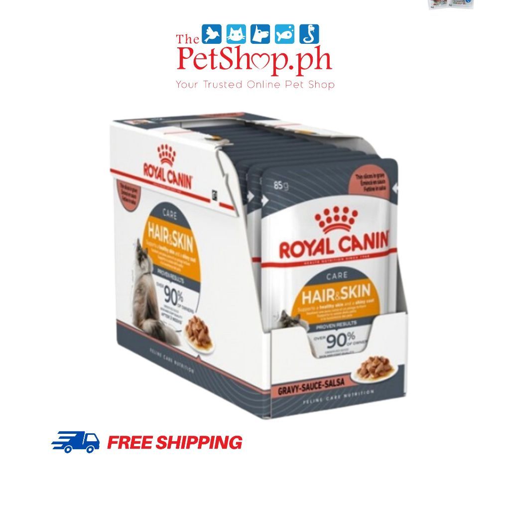 Royal Canin Hair & Skin SET 12  Adult Gravy Wet Cat Food 85g  ( Intense Beauty )