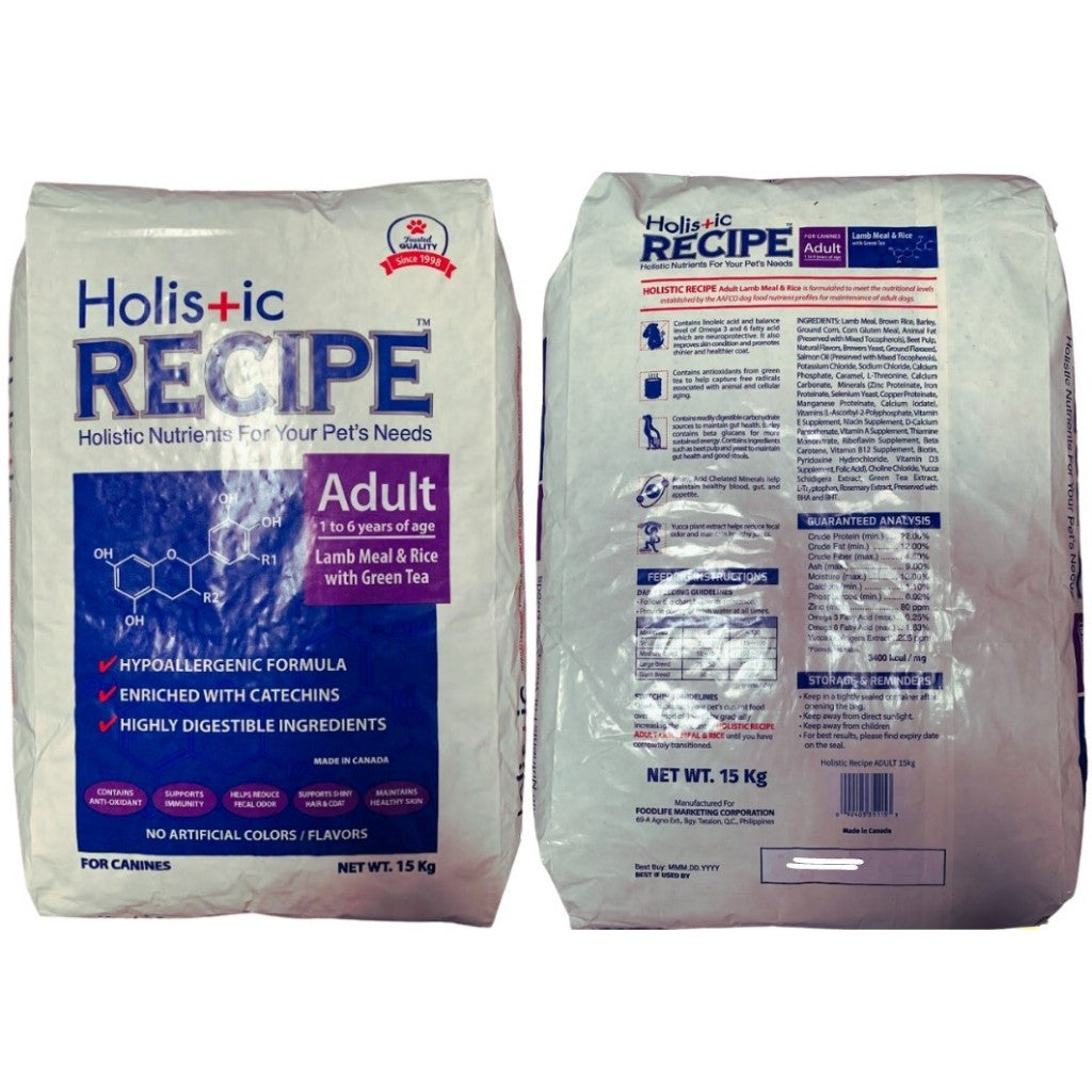 Holistic Recipe ADULT 15kg  Lamb Meal and Rice