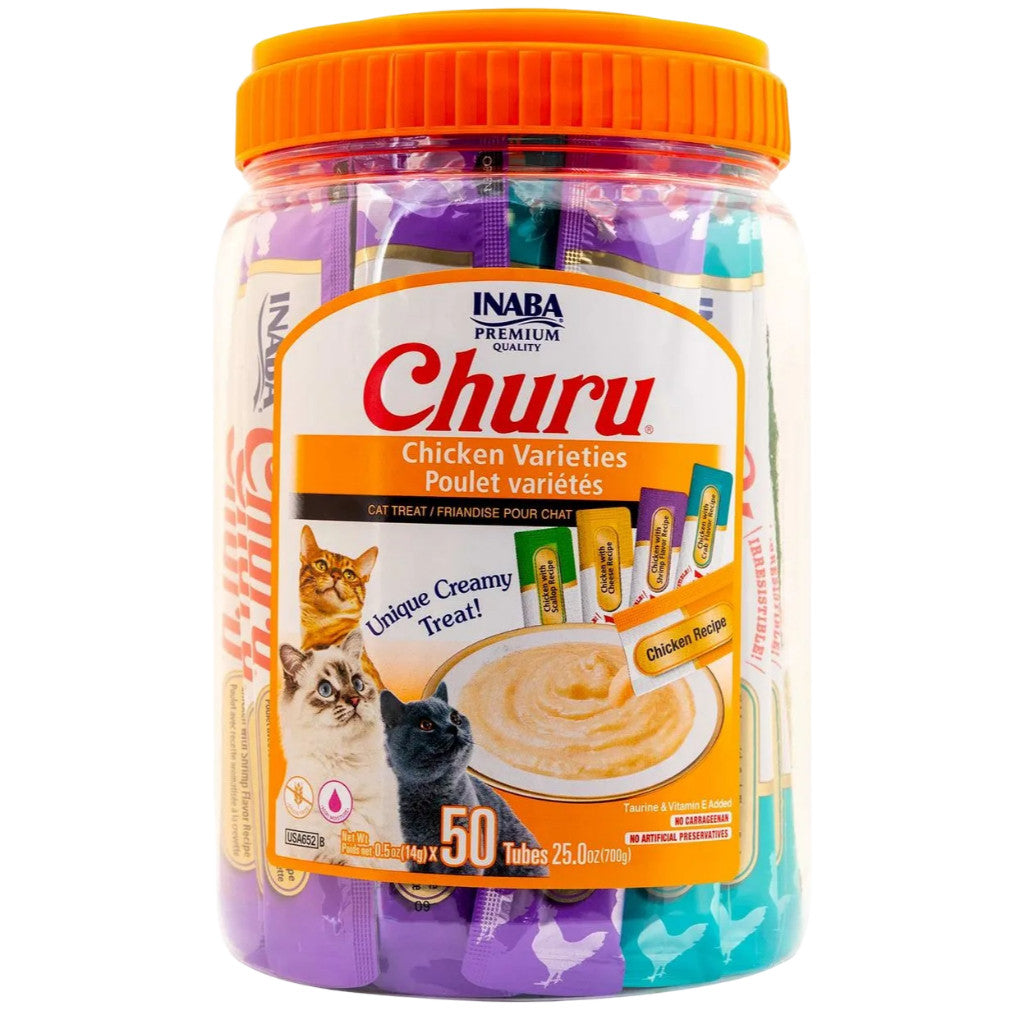 Inaba Churu Varieties Puree/Nourish/Diet Cat Food Jar 50x14g (50 tubes per Bottle)