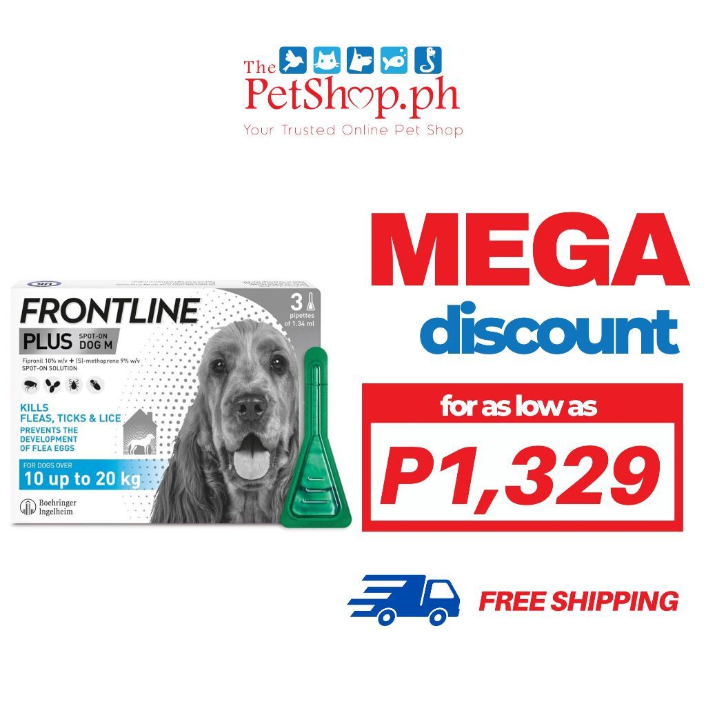 Frontline Plus 10-20kg Dogs for Flea & Tick (3 Pipet/Box)