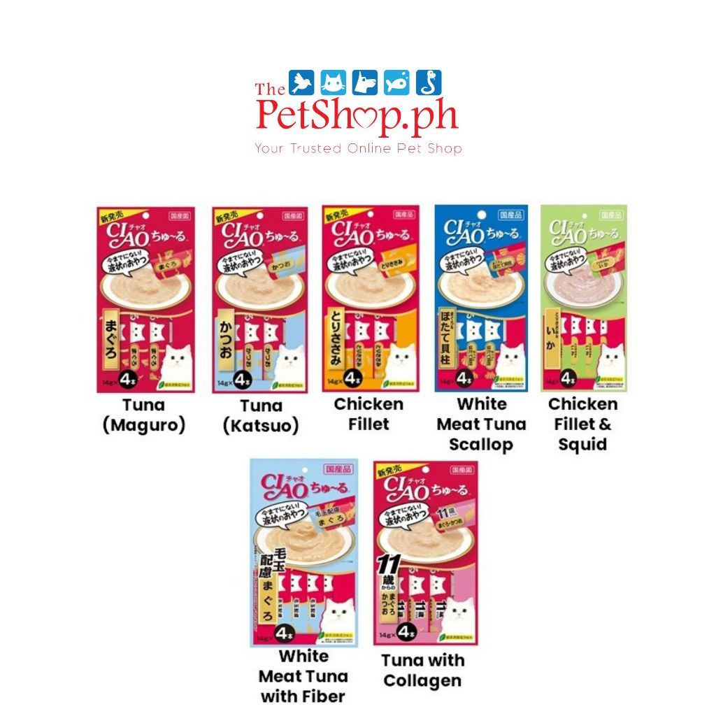 Ciao Churu Cat Treats 14gx4 Tuna, Chicken Fillet, White Meat Tuna & Scallop, Scallop