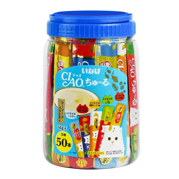 CIAO / INABA Churu Variety - Assorted Festive Jar 14gx50 Cat Treats (50 Pcs/Bottle)