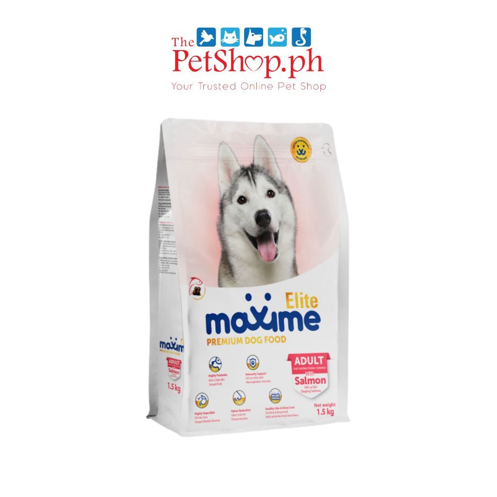 Maxime Elite Adult Dog Food Salmon For Skin & Coat Omega 3&6 High Digestible w/ Prebiotic 1.5kg