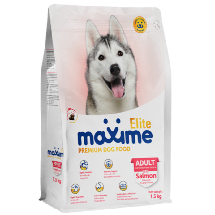 Maxime Elite Adult Dog Food Salmon For Skin & Coat Omega 3&6 High Digestible w/ Prebiotic 1.5kg