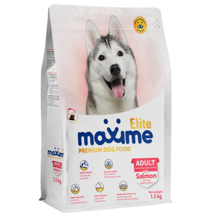 Maxime Elite Dog Food Salmon 10kg for Adults (FREE 1 Portable FOOD CONTAINER with Measuring Cup)