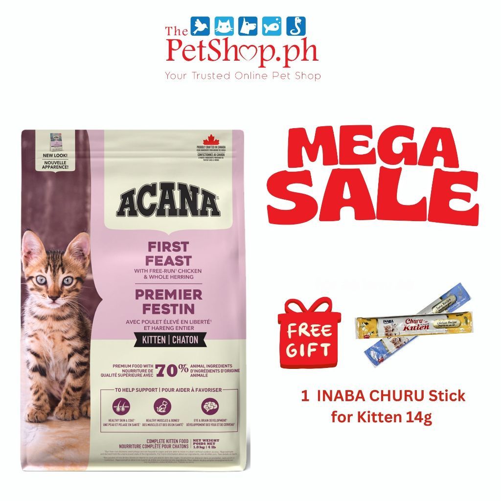 Acana First Feast Kitten 1.8kg original packaging (FREE 1 INABA CHURO Kitten Stick 14g)