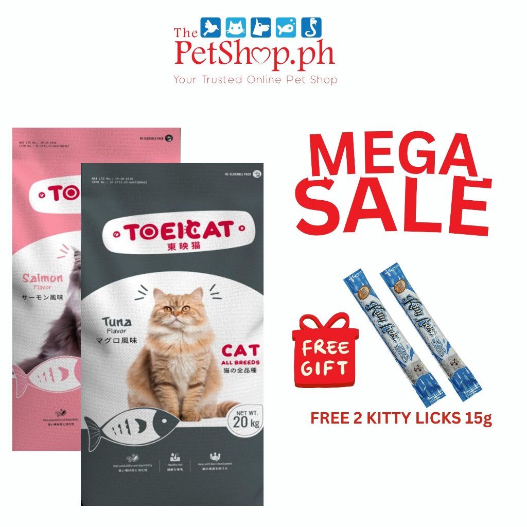 Toei Cat TUNA 20kg ADULT All Breeds (FREE 2 KITTY LICKS 15g)