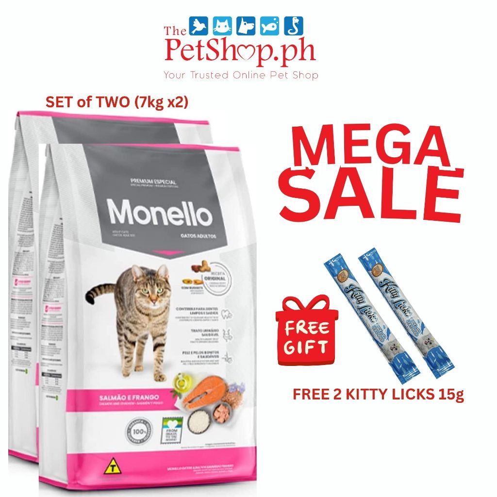 Monello Cat Adult 7kg -Set of 2 - Dark Pink  (FREE 2 KITTY LICKS 15g)