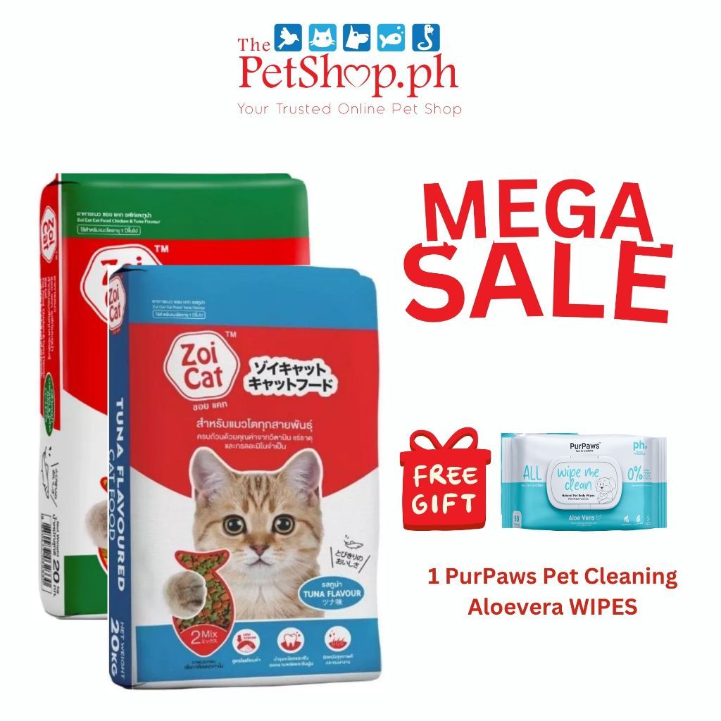 ZOI Cat Adult TUNA / CHICKEN TUNA 20kg (FREE 1 PurPaws Aloevera WIPES 50pcs)